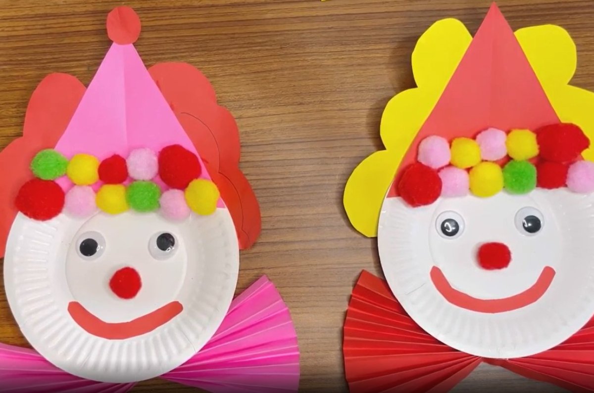 חמוד: איך מכינים ליצן עם כובע ופפיון מצלחת נייר וכדורי בד?