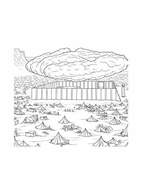 דפי צביעה, פרשת פקודי | ירידת הענן על המשכן