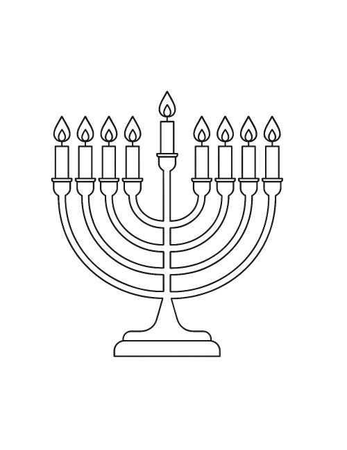 דפי צביעה לחנוכה | חנוכייה