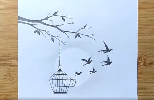 לחופש נולדו: לומדים לצייר ציפורים עפות מכלוב פתוח