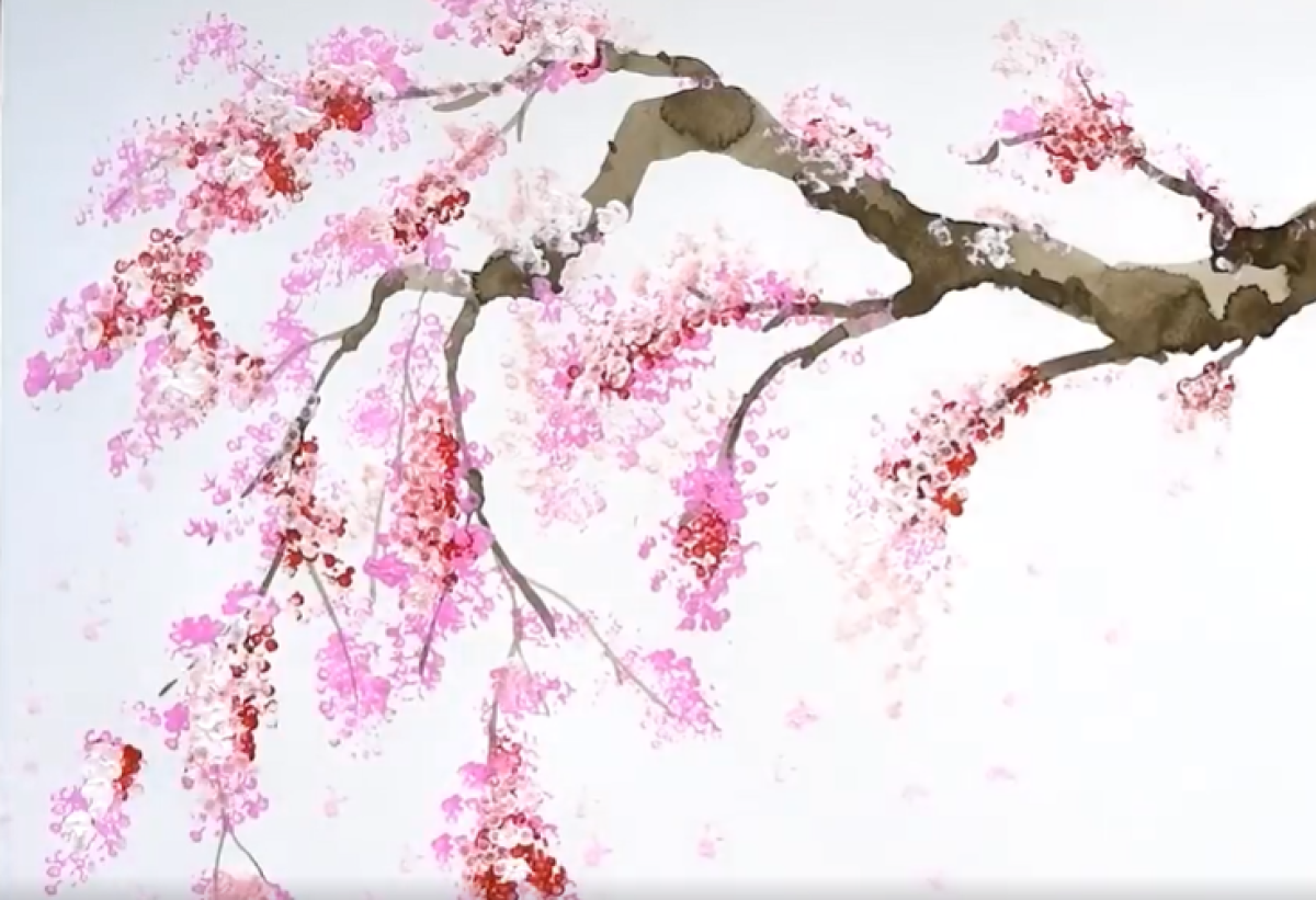כך תציירו את פריחת עץ הדובדבן בצבעי אקריל