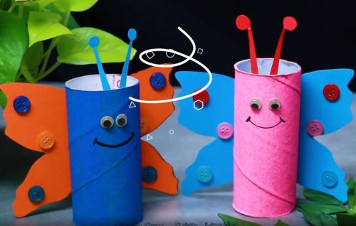 איך מכינים מגליל קרטון פרפר צבעוני ודבורה יפה?