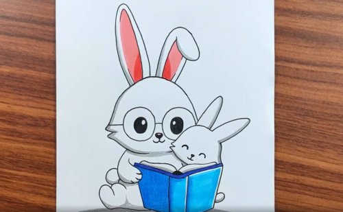 איך מציירים אמא ארנבת וארנבון חמוד קוראים בספר?